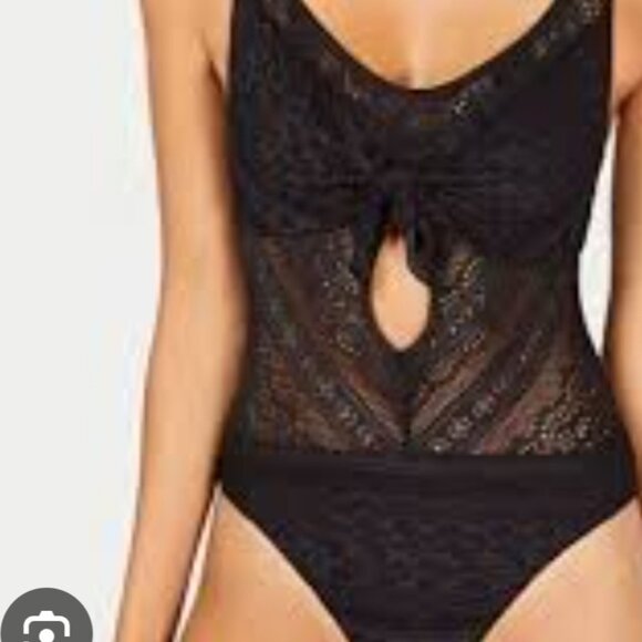 Becca color play crochet tie front one piece swimsuit - Picture 3 of 3